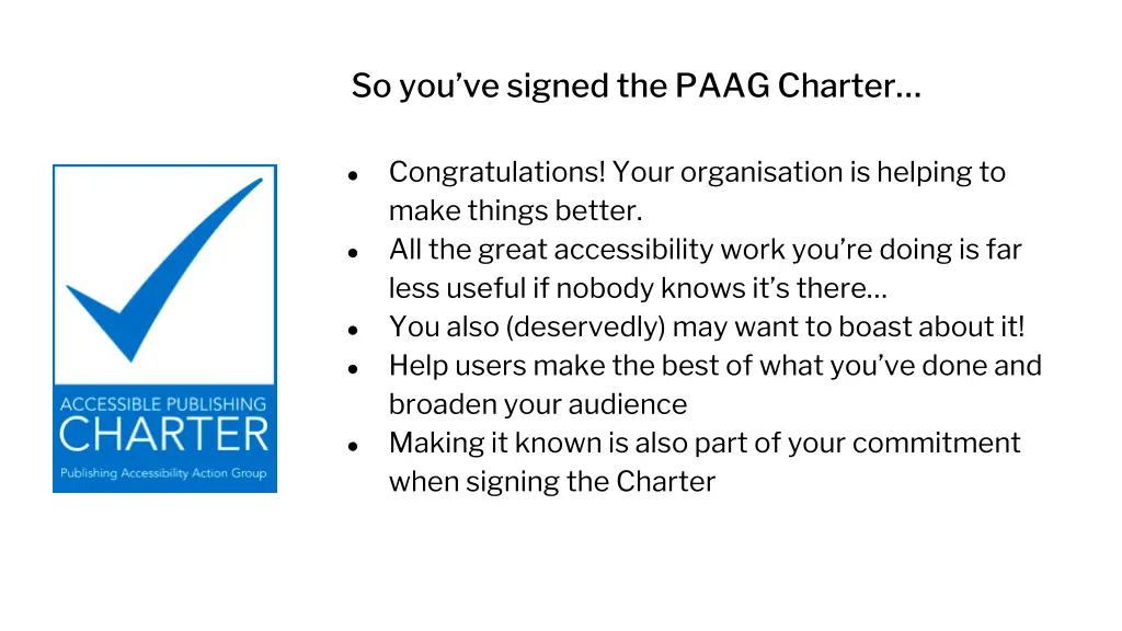 so you ve signed the paag charter