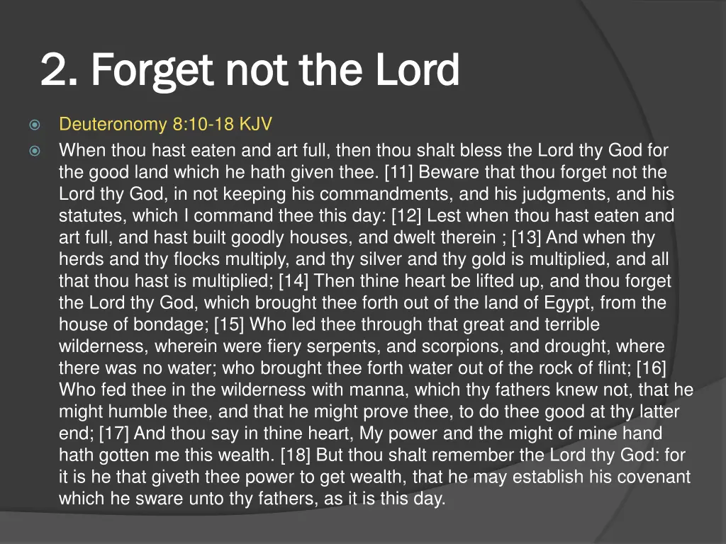 2 forget not the lord 2 forget not the lord