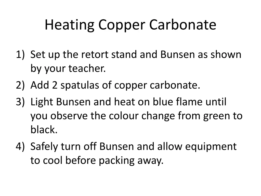 heating copper carbonate 1