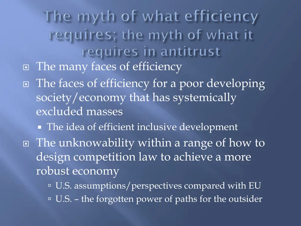 the many faces of efficiency the faces