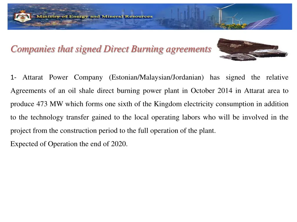 companies that signed direct burning agreements