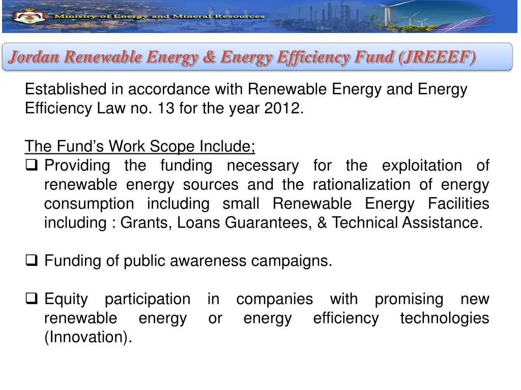 jordan renewable energy energy efficiency fund