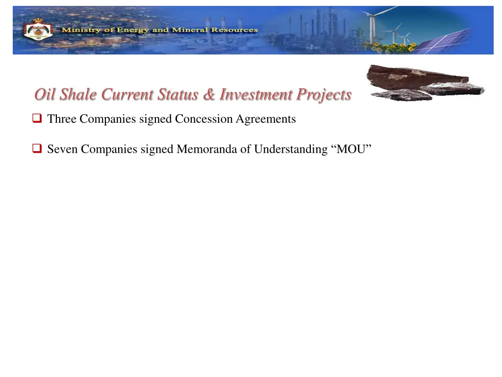 oil shale current status investment projects