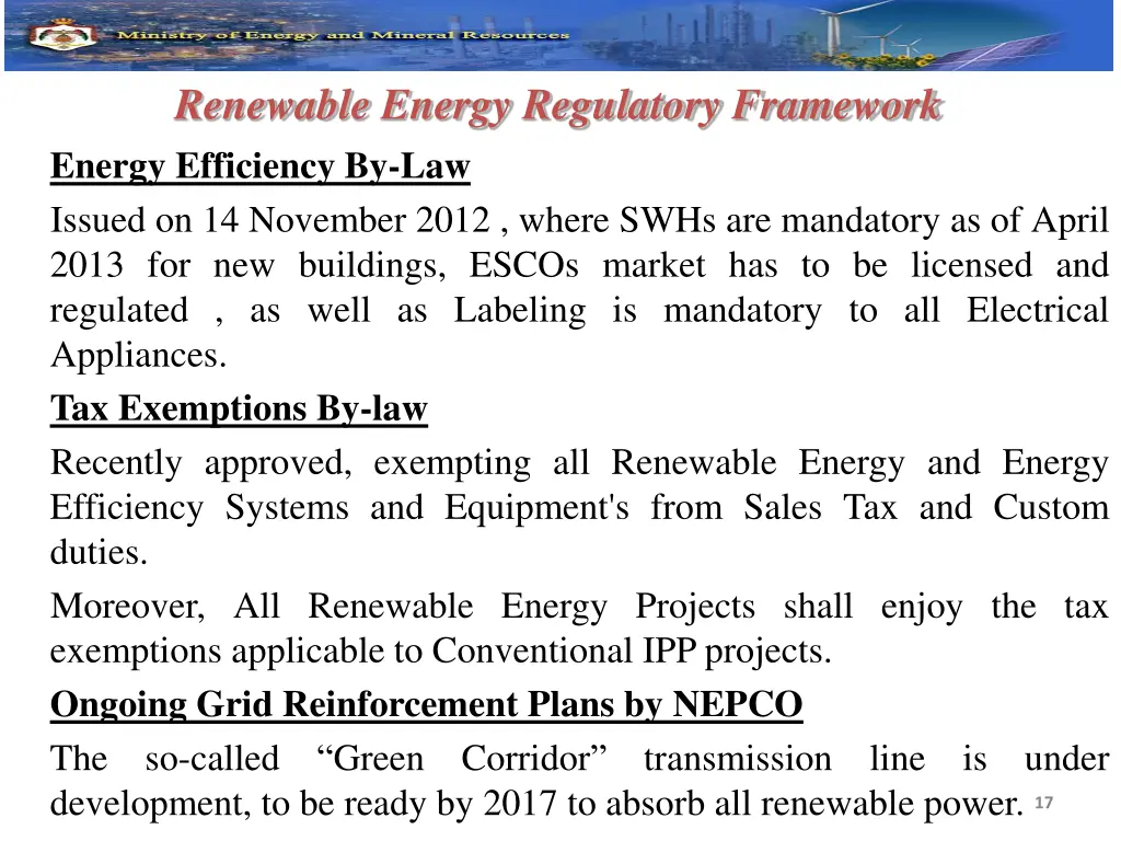 renewable energy regulatory framework energy