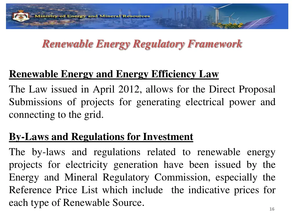 renewable energy regulatory framework