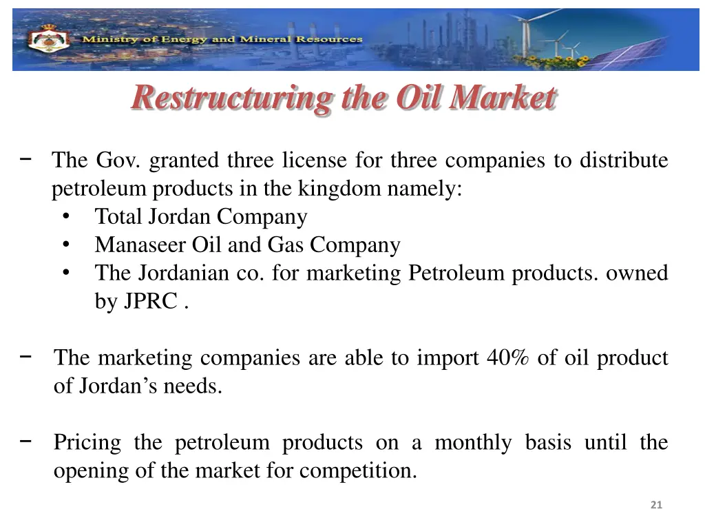 restructuring the oil market