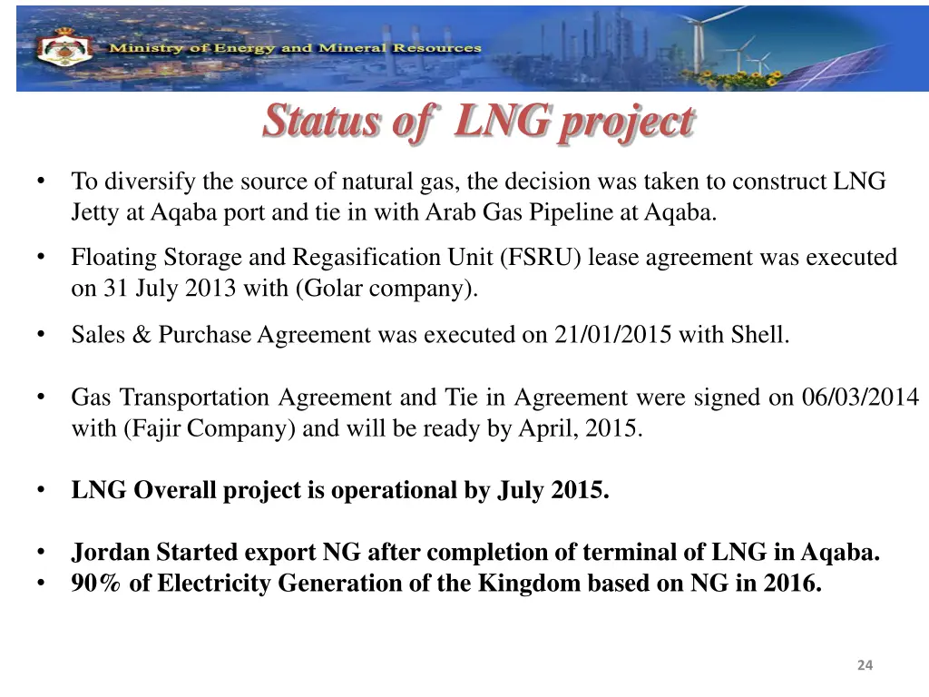 status of lng project