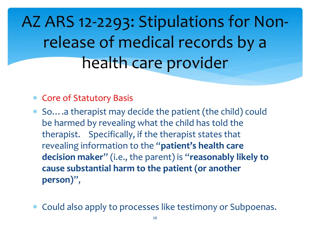 az ars 12 2293 stipulations for non release