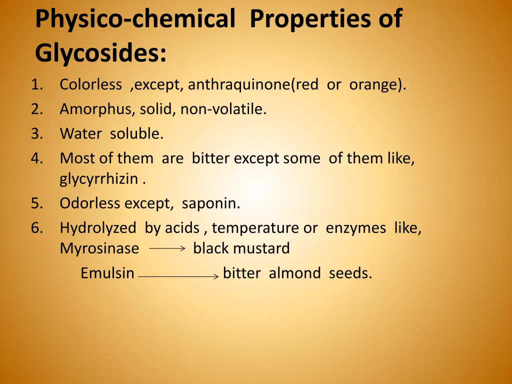 physico chemical properties of glycosides