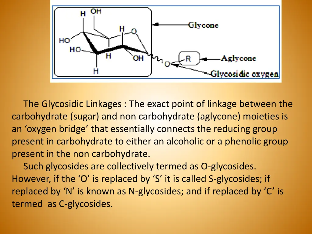 the glycosidic linkages the exact point