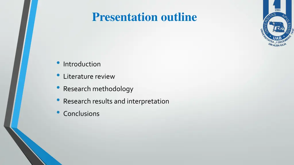 presentation outline