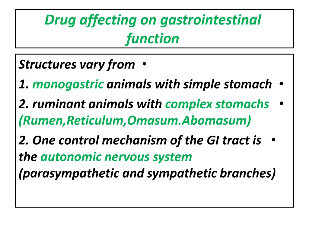 drug affecting on gastrointestinal function 1