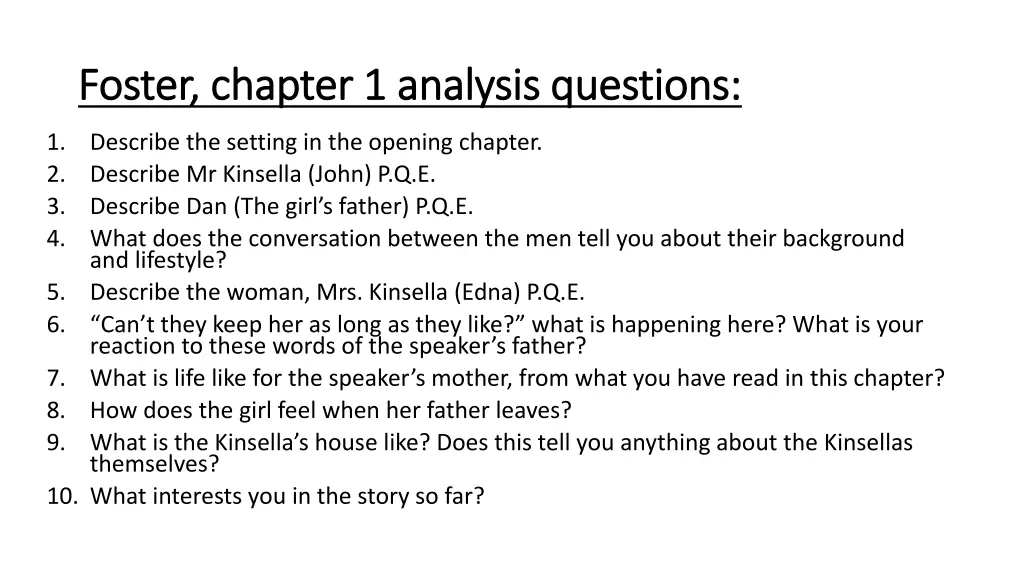 foster chapter 1 analysis questions foster