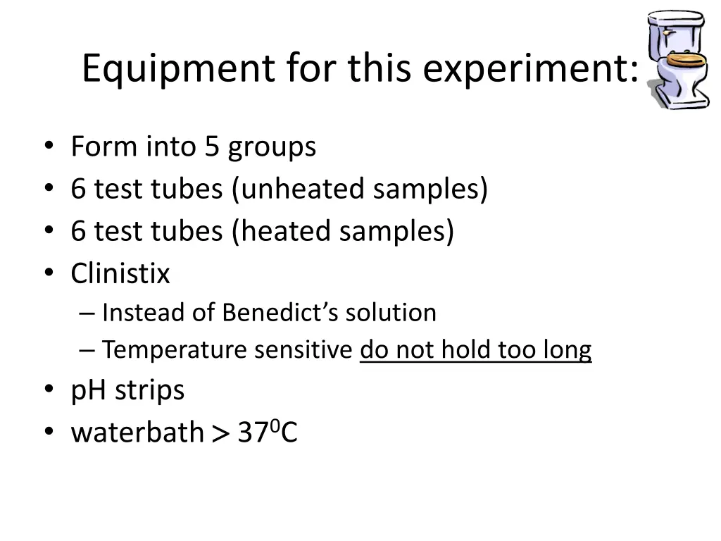 equipment for this experiment