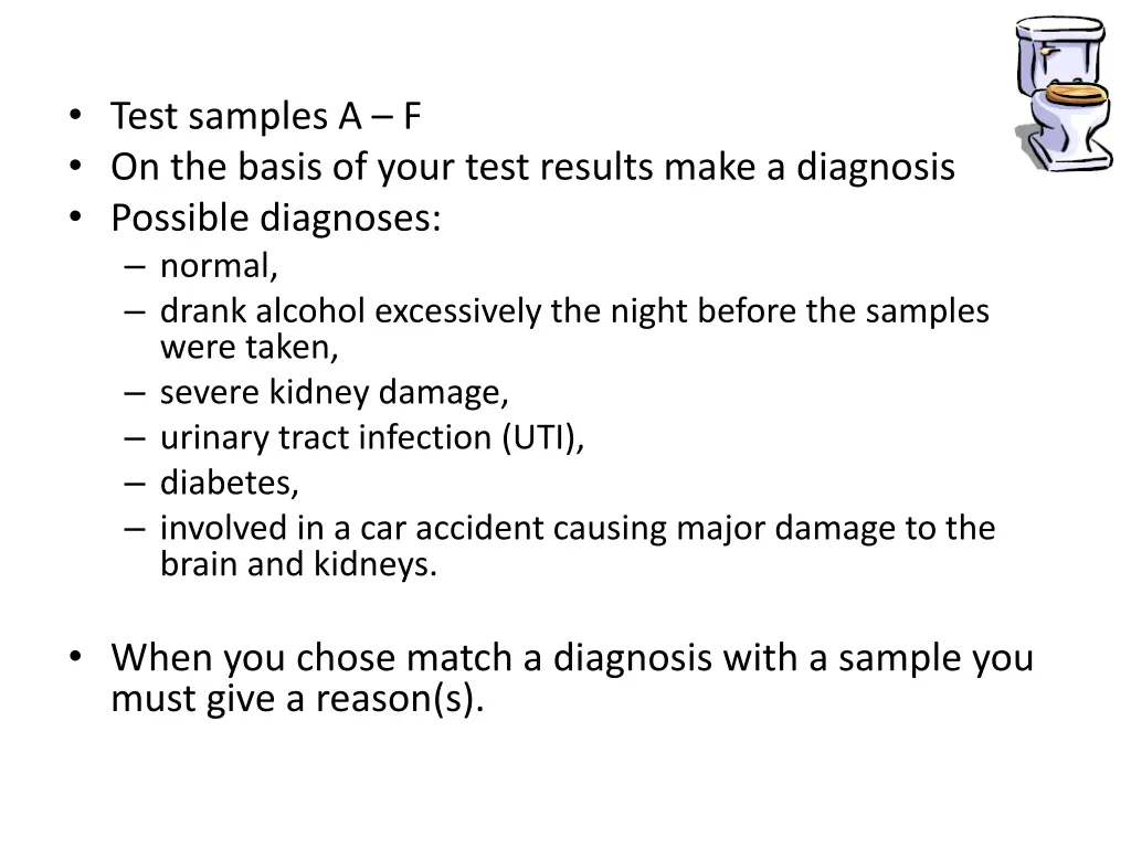 test samples a f on the basis of your test