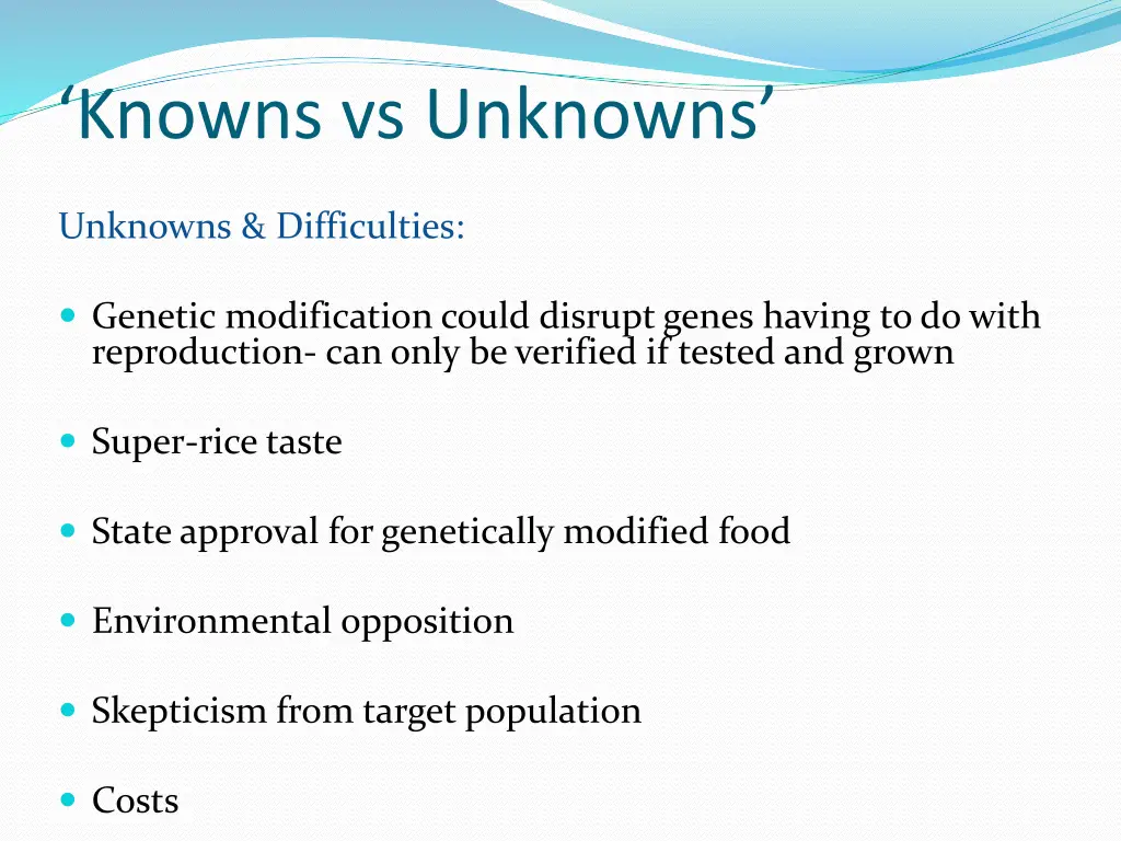 knowns vs unknowns 1