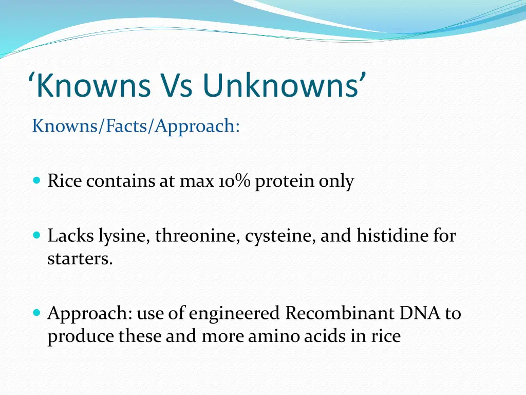 knowns vs unknowns