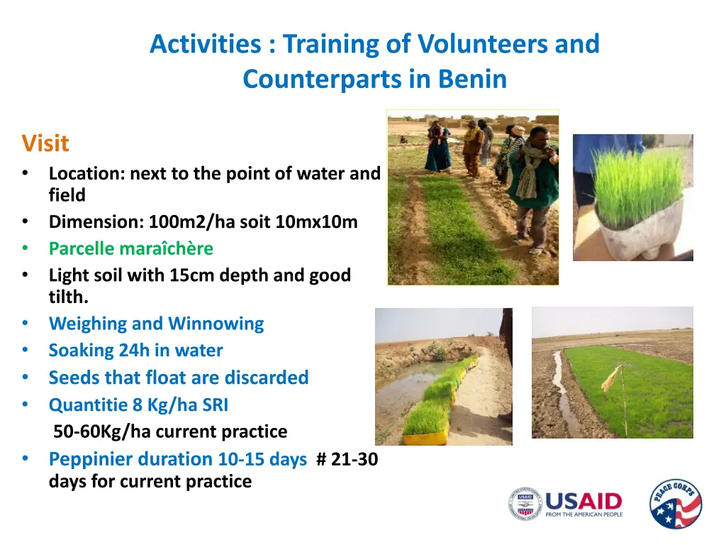 activities training of volunteers