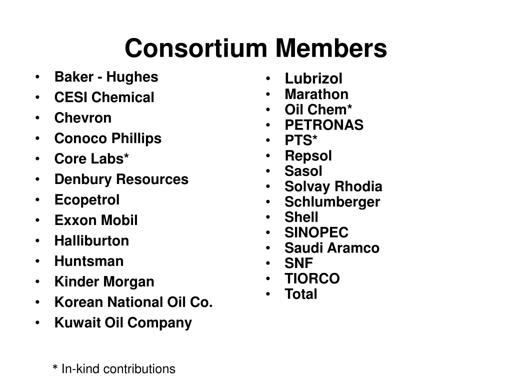 consortium members baker hughes cesi chemical