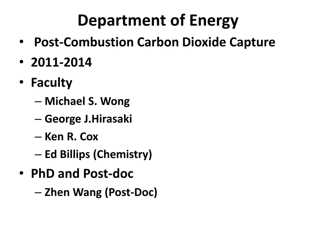 department of energy post combustion carbon