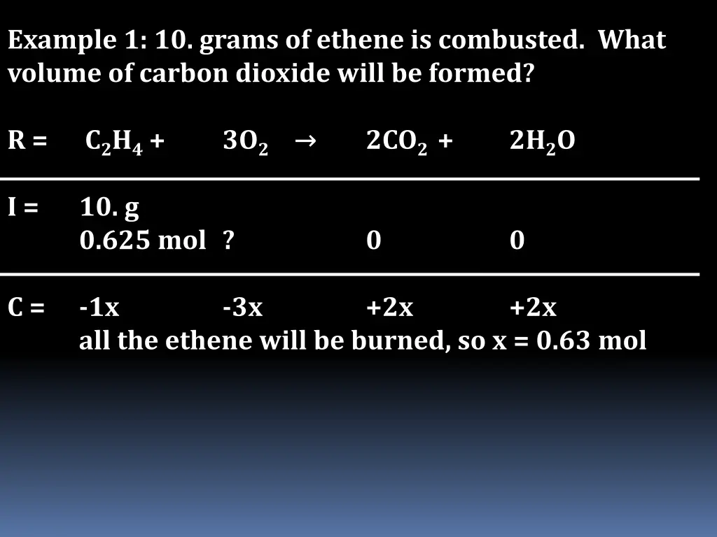 example 1 10 grams of ethene is combusted what 9