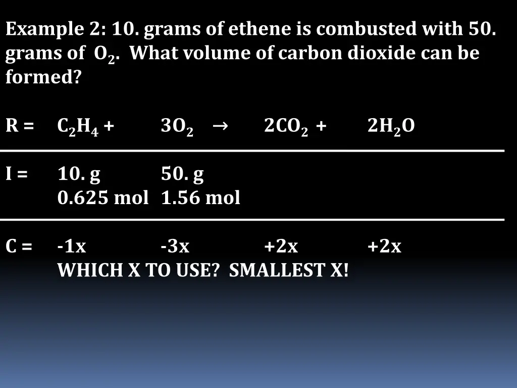 example 2 10 grams of ethene is combusted with 3