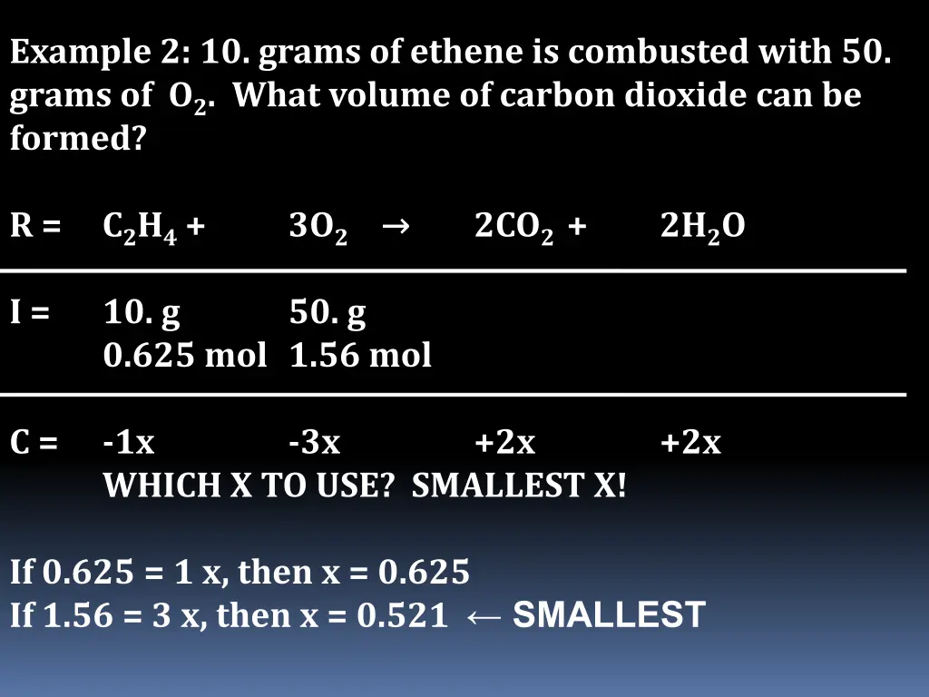 example 2 10 grams of ethene is combusted with 4