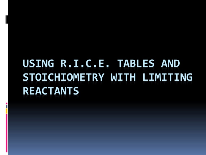 using r i c e tables and stoichiometry with