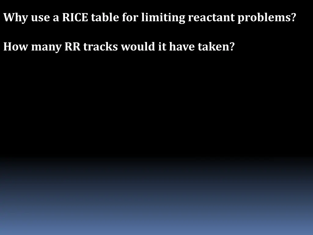 why use a rice table for limiting reactant