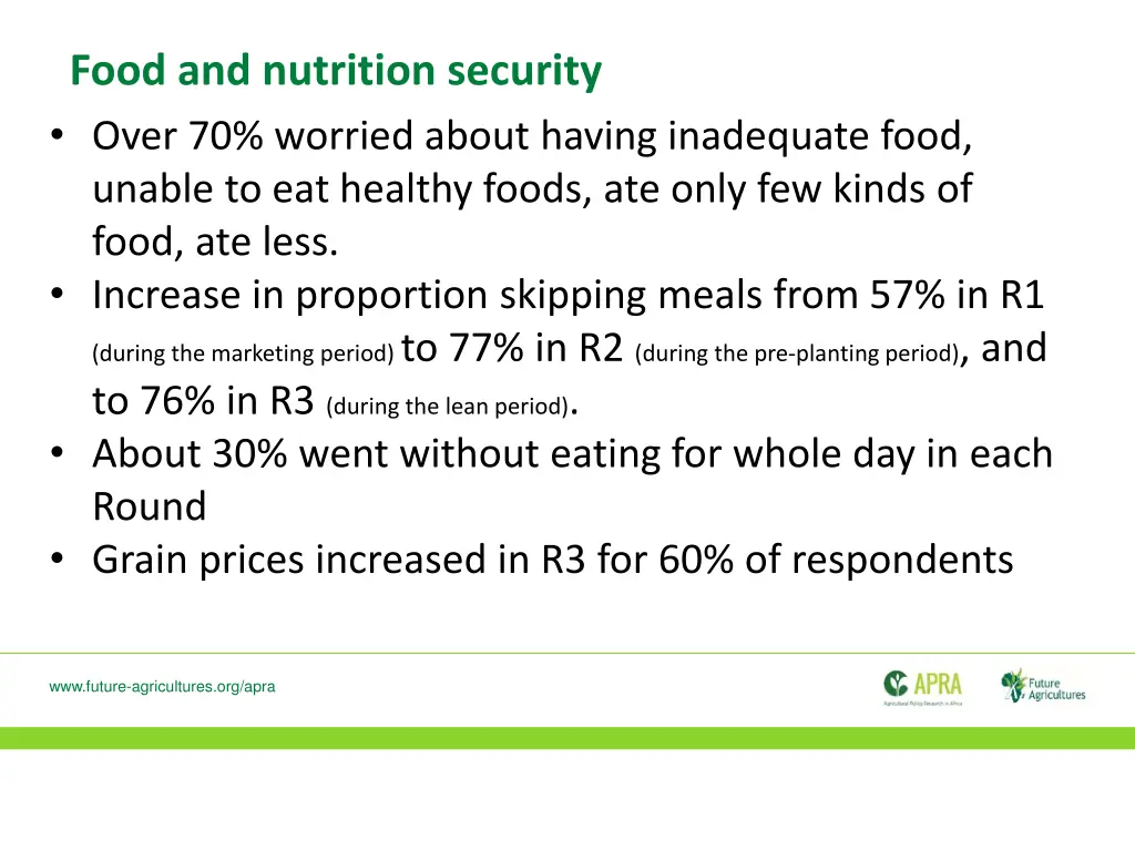 food and nutrition security over 70 worried about