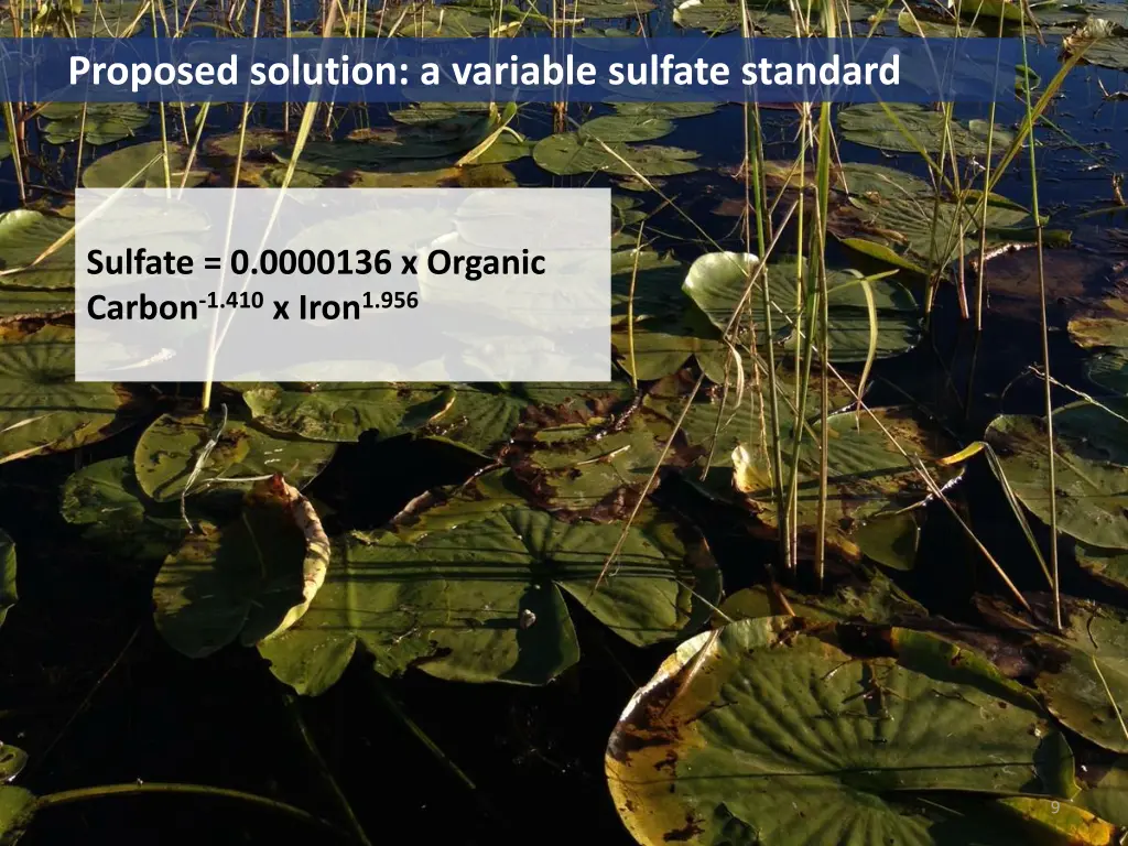 proposed solution a variable sulfate standard