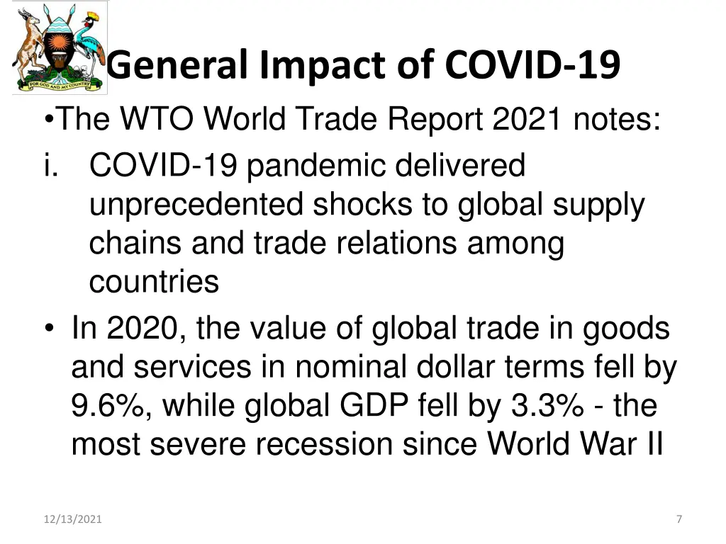 general impact of covid 19 the wto world trade