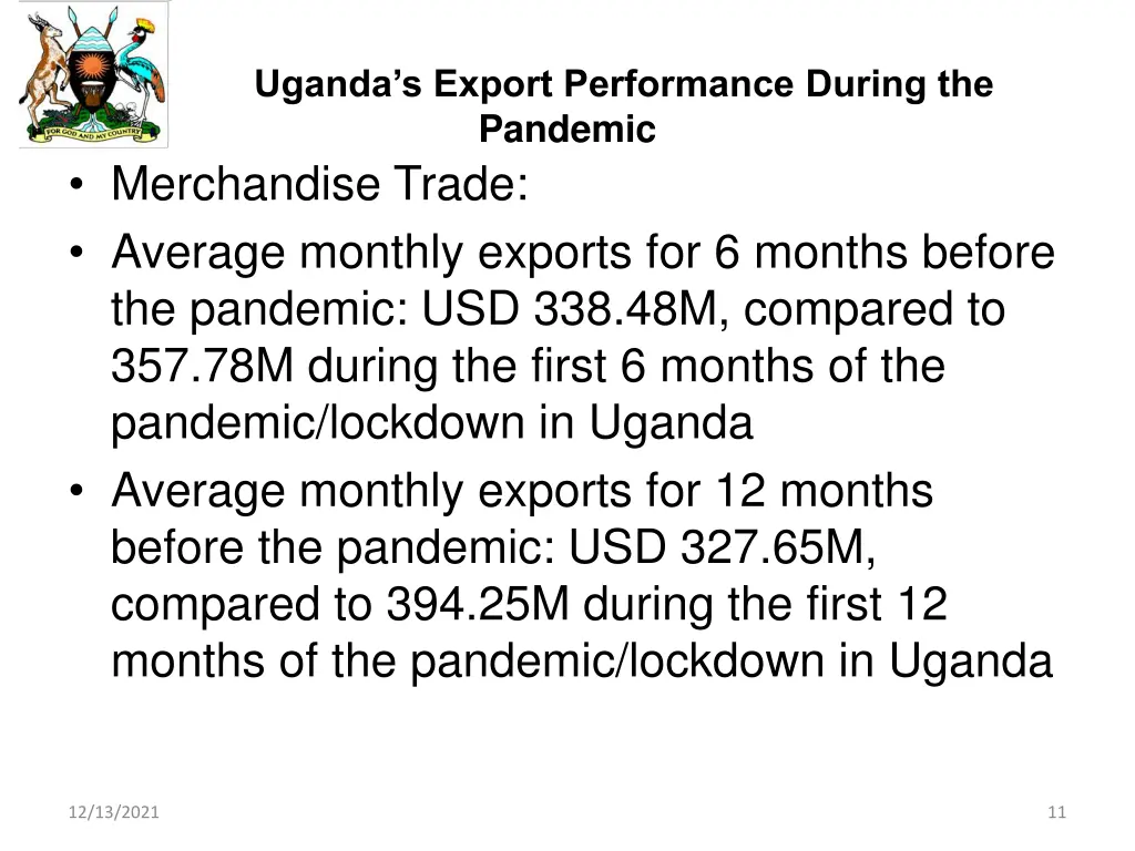 uganda s export performance during the pandemic