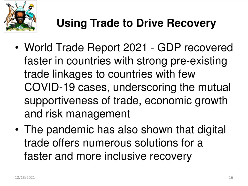 using trade to drive recovery 1