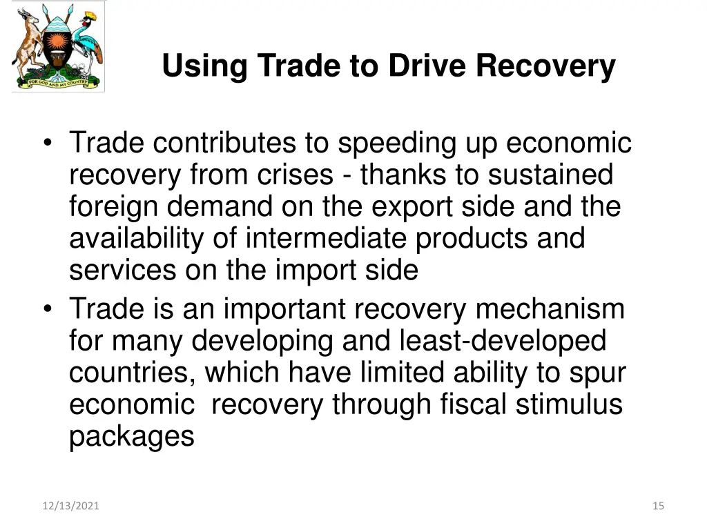 using trade to drive recovery