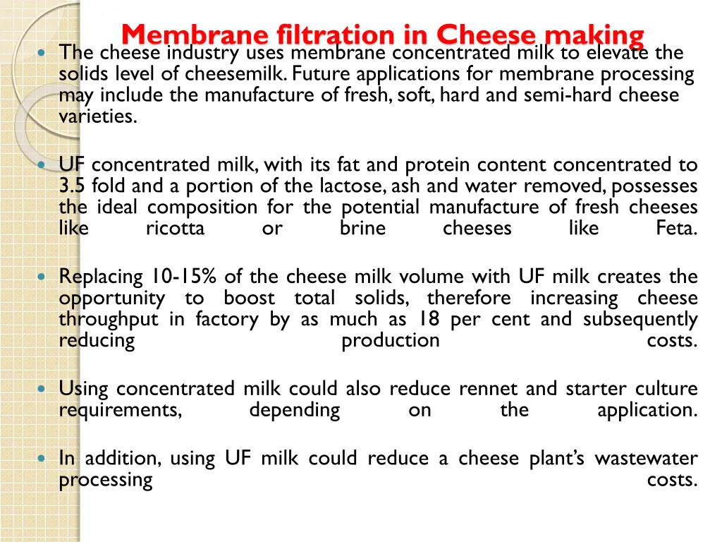 membrane filtration in cheese making the cheese