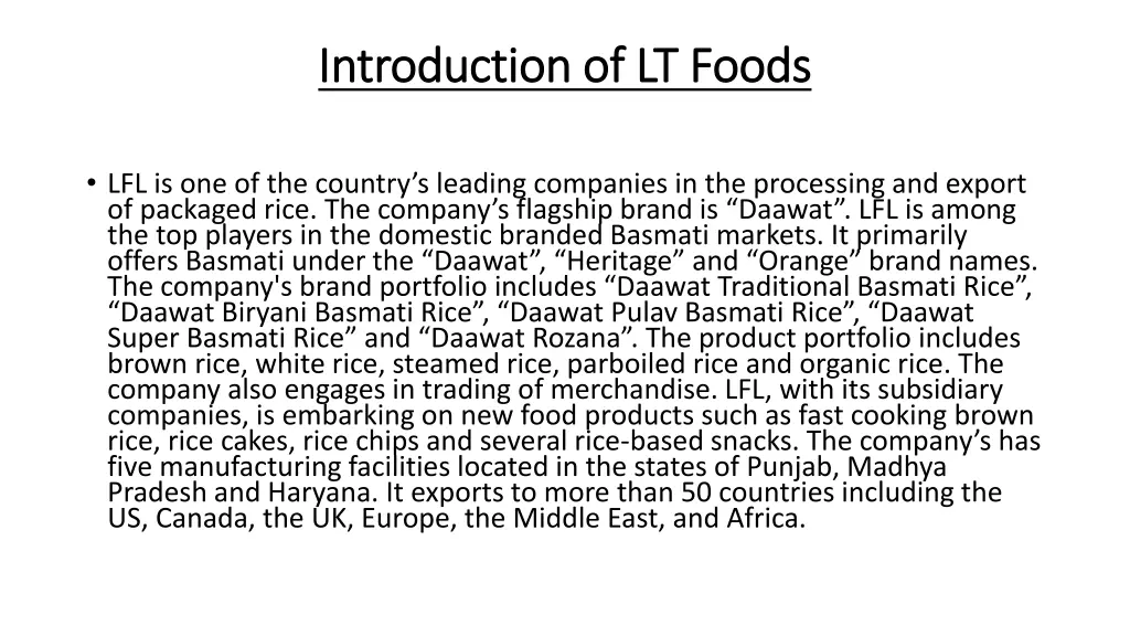 introduction of lt foods introduction of lt foods