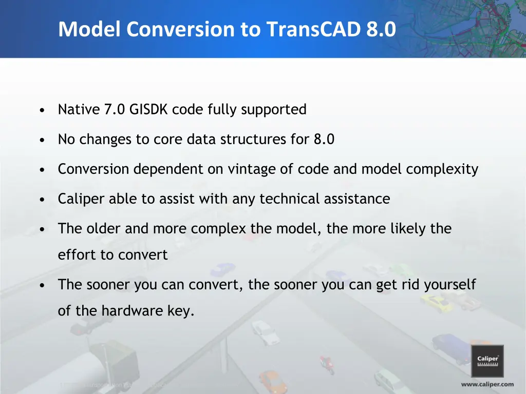 model conversion to transcad 8 0