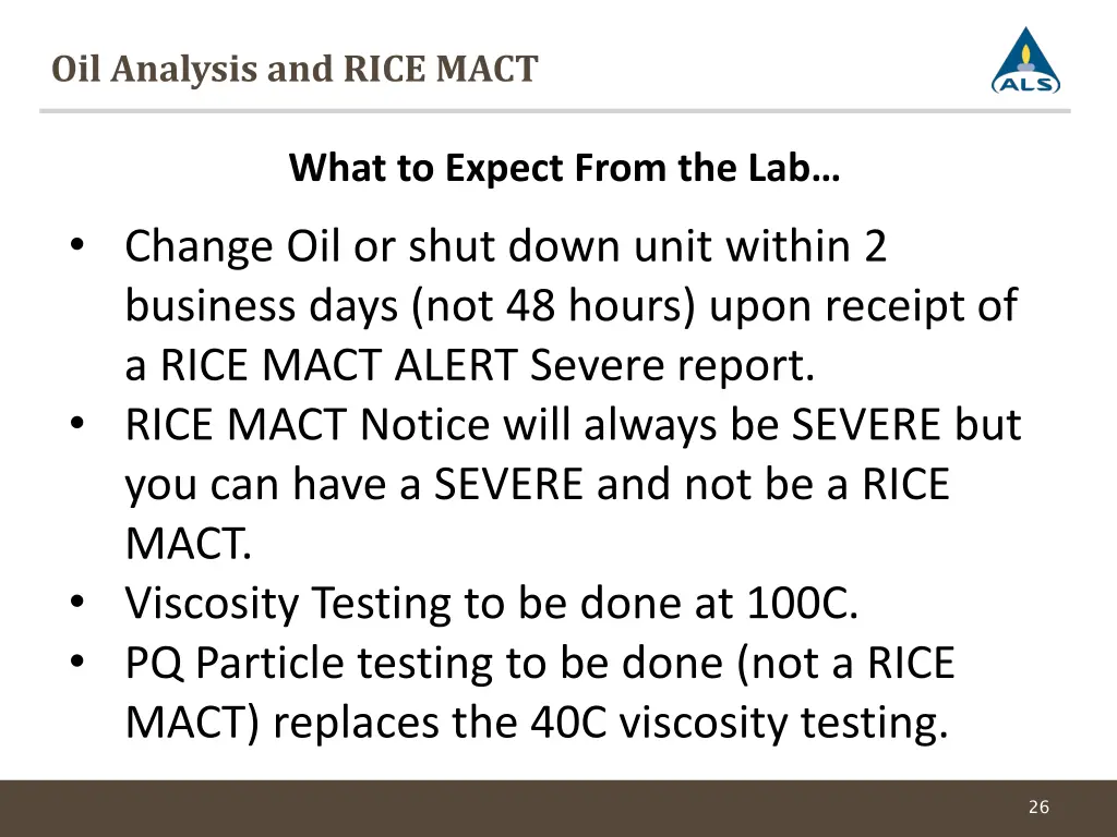 oil analysis and rice mact 1