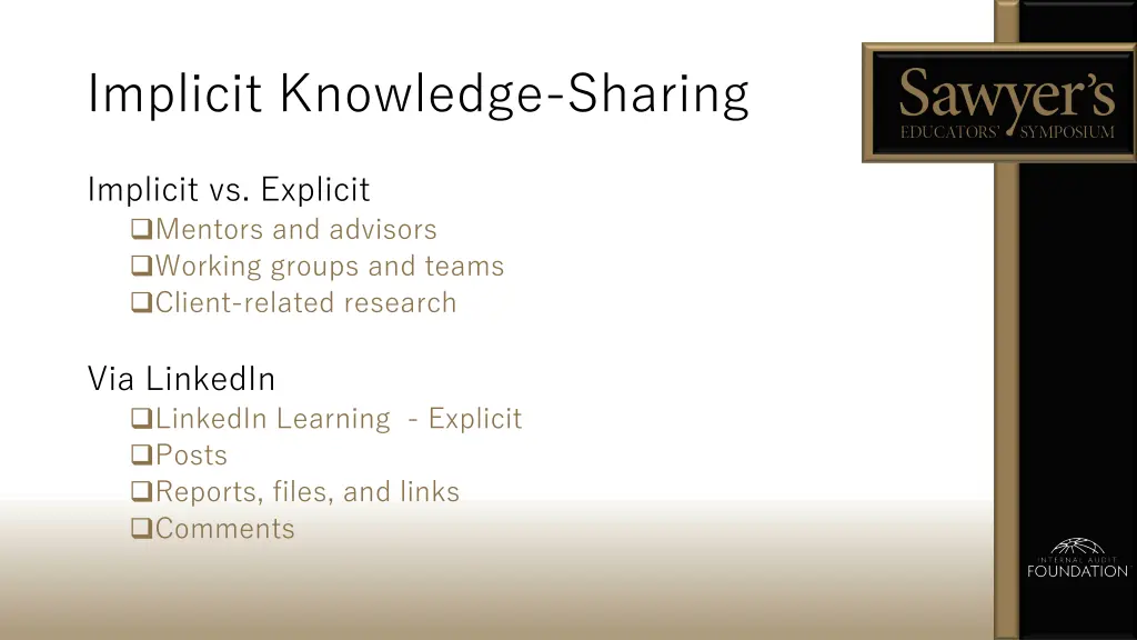 implicit knowledge sharing