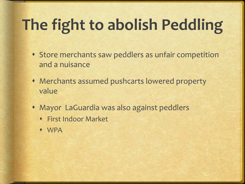 the fight to abolish peddling