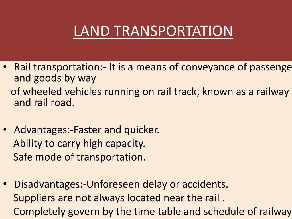 land transportation