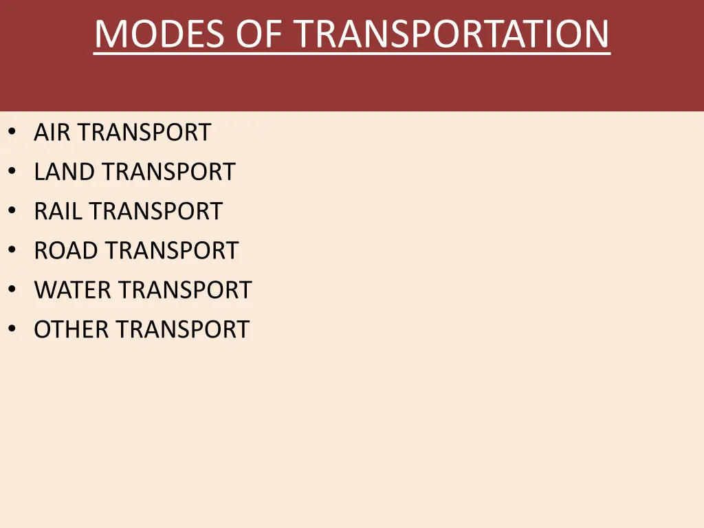 modes of transportation