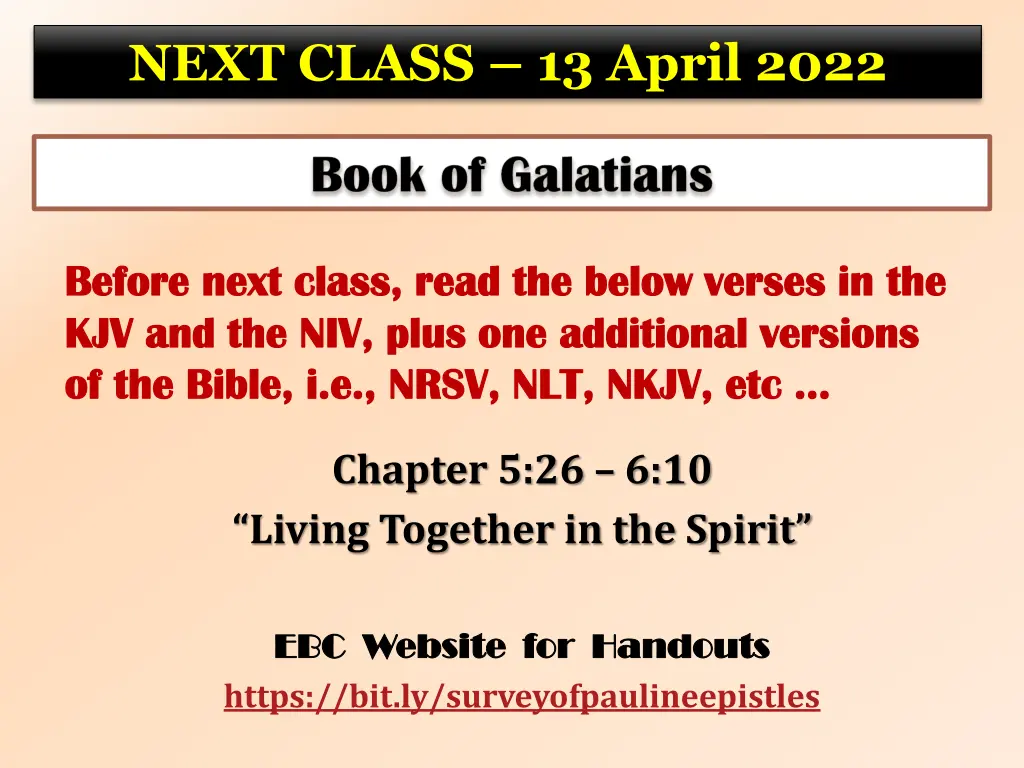 next class 13 april 2022