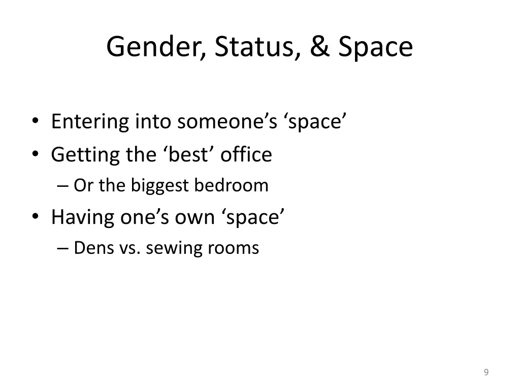 gender status space