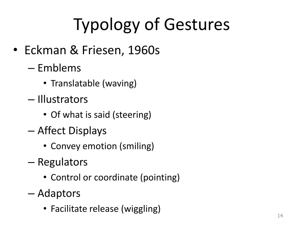 typology of gestures