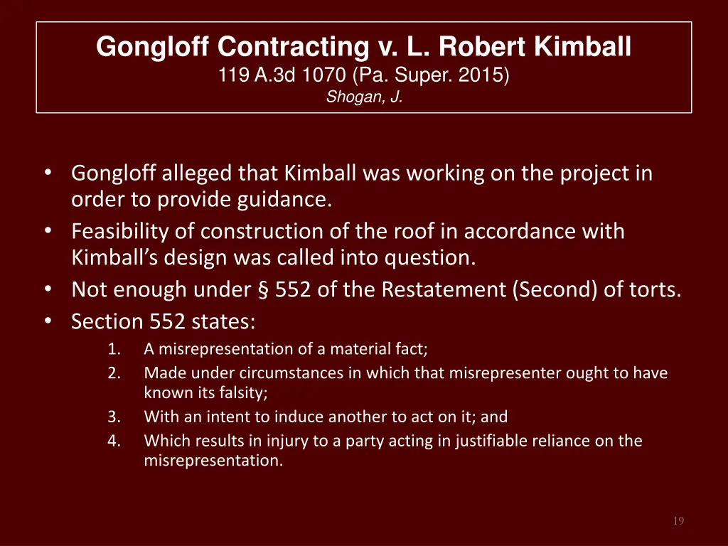 gongloff contracting v l robert kimball 1