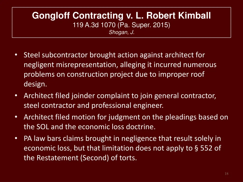 gongloff contracting v l robert kimball