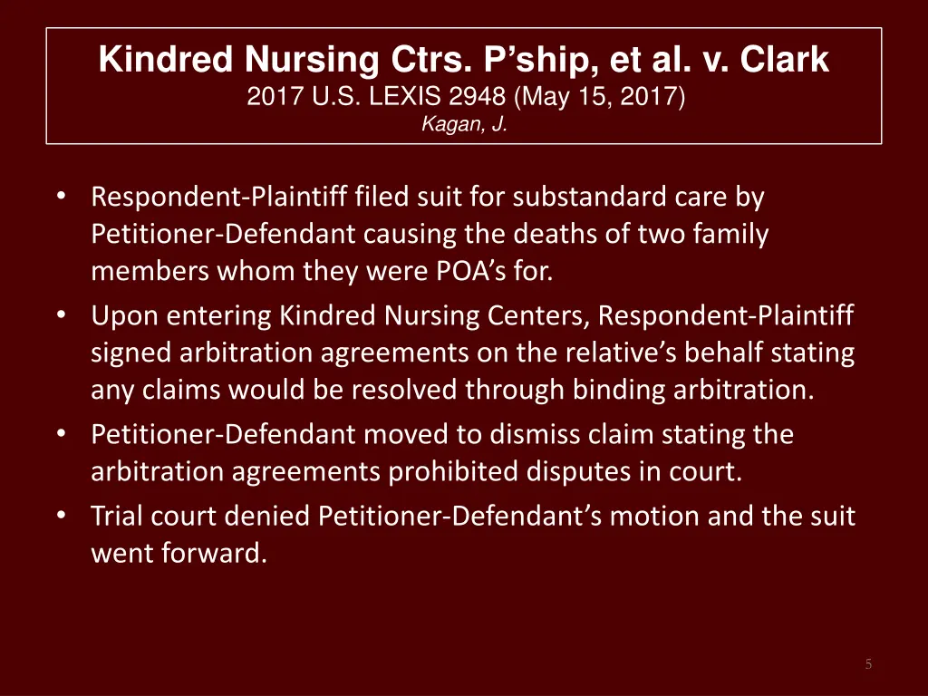 kindred nursing ctrs p ship et al v clark 2017