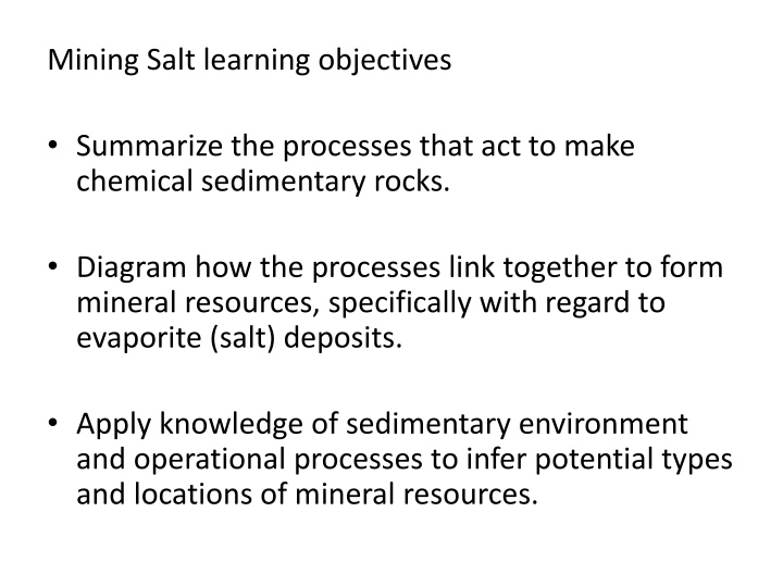 mining salt learning objectives